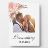 パンパスグラス赤面ピンクフローラボホ結婚ズ フォトプラーク (正面)