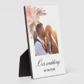 パンパスグラス赤面ピンクフローラボホ結婚ズ フォトプラーク (側面)