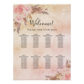 パンパスグラス赤面ピンク花模様シーティングチャート ポスター (正面)