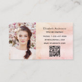 パンパスグラス赤面ピンク花模様QRコード写真 名刺 (裏面)