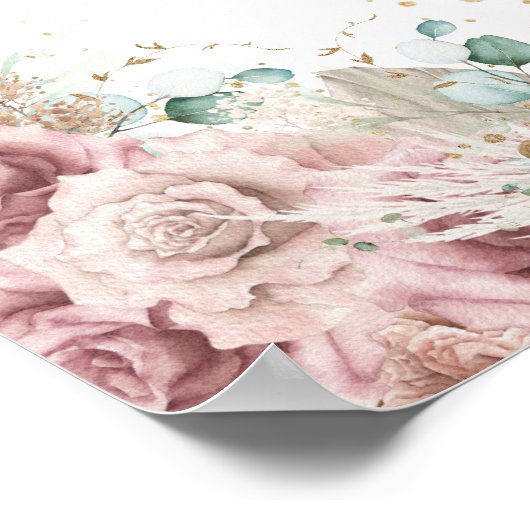 パンパスグラス赤面フローラかわいいテディベアアーチ ポスター (角)