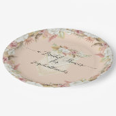 パンパスグラス赤面フローラ葉ブライダルシャワー ペーパープレート (アングル)