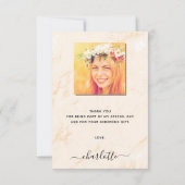 パンパスグラス赤面大理石写真卒業 サンキューカード (裏面)