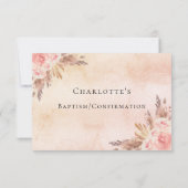 パンパスグラス赤面花模様ボーホRSVP 出欠カード (裏面)