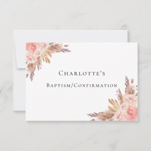 パンパスグラス赤面花模様ボーホRSVP 出欠カード (裏面)