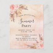 パンパスグラス赤面花模様夏の屋外パーティー インビテーションポストカード (正面)