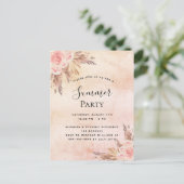 パンパスグラス赤面花模様夏の屋外パーティー インビテーションポストカード (スタンド正面)