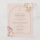 パンパスグラス金ゴールドアーチフォトバプテスマ《キリスト教》洗礼式や命名式 インビテーションポストカード (正面)