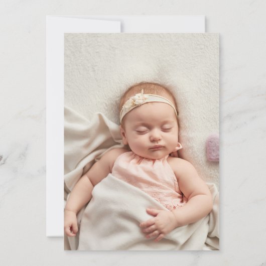 パンパスグラス金ゴールドフォトバプテスマ《キリスト教》洗礼式や命名式 招待状 (裏面)