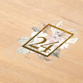 パンパスグラス金ゴールドボホアクリルテーブル番号 アクリル招待状 (レイダウン)