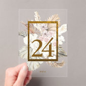 パンパスグラス金ゴールドボホアクリルテーブル番号 アクリル招待状 (インサイチュ (ポータブル))