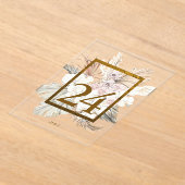 パンパスグラス金ゴールドボホアクリルテーブル番号 アクリル招待状 (レイダウン)