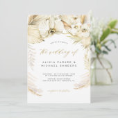 パンパスグラス金ゴールドラン熱帯ボヘミアン結婚ズ 招待状 (スタンド正面)