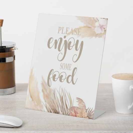 パンパスグラス食品テーブルの看板、ペデスタルの標識 台座サイン (インサイチュ)