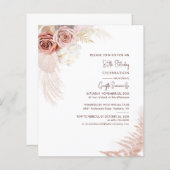 パンパスグラス80th誕生日テラコッタ招待状 (正面/裏面)