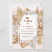 パンパスグラス ゴールドウェディング 招待状 (正面)