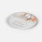 パンパスグラス テラコッタ フラワー チェアーズ トロピカル ペーパープレート (アングル)