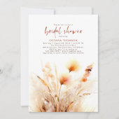 パンパスグラス テラコッタ フローラル 秋 ブライダルシャワー 招待状 (正面)