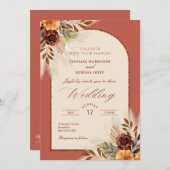 パンパスグラス テラコッタ ラストアーチ ウェディング 招待状 (正面/裏面)