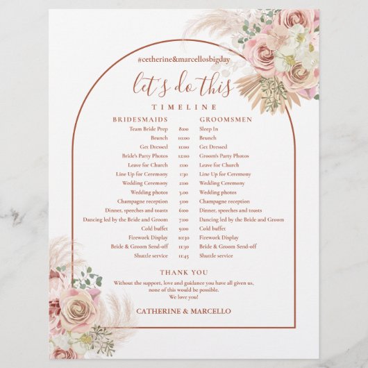 パンパスグラス テラコッタ 結婚式 スケジュール タイムライン (正面)
