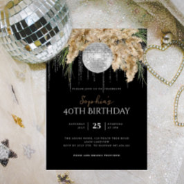 パンパスグラス ディスコボール 誕生日おめでとう どんな年齢にも合うボヘミアンスタイル 招待状