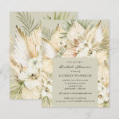 パンパスグラス デザート フローラル ブーケ ブライダルシャワー 招待状 (正面/裏面)