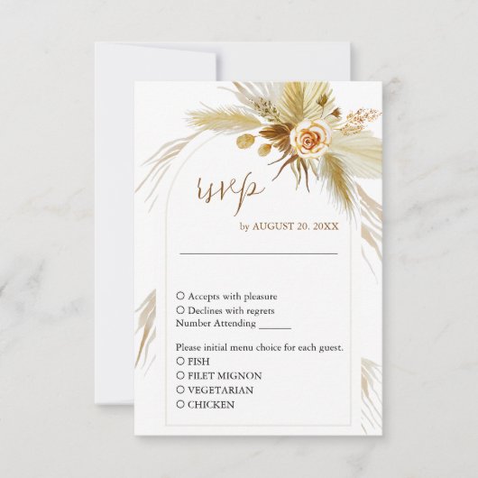 パンパスグラス トロピカル ボヘミア エレガント 出欠カード (正面)