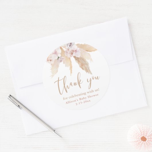 パンパスグラス トロピカル リーフ ベビーシャワー ステッカー (封筒)