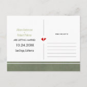 パンパスグラス、パーム離れの緑の日付を保存 ポストカード (裏面)