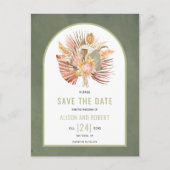 パンパスグラス、パーム離れの緑の日付を保存 ポストカード (正面)