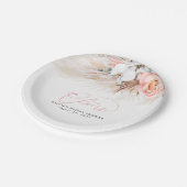 パンパスグラス ピンクの花 チェアーズ トロピカル ペーパープレート (アングル)