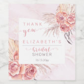 パンパスグラス |ピンクローズブライダルシャワーありがとう ワインラベル (シングルラベル)