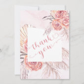 パンパスグラス |ピンクローズ開花のベビーシャワー サンキューカード (正面)
