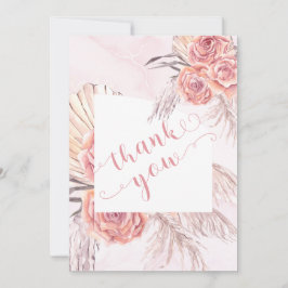 パンパスグラス |ピンクローズ開花のベビーシャワー サンキューカード