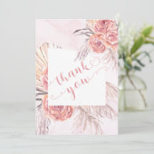 パンパスグラス |ピンクローズ開花のベビーシャワー サンキューカード (スタンド正面)