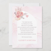 パンパスグラス |ピンクローズ開花のベビーシャワー サンキューカード (裏面)