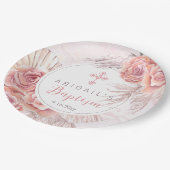 パンパスグラス |ピンクローズ開花ガールバプテスマ ペーパープレート (アングル)