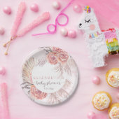 パンパスグラス |ピンクローズ開花ガールベビーシャワー ペーパープレート (パーティー)
