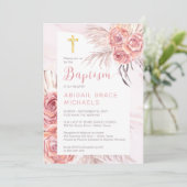 パンパスグラス |ピンクローズ開花女子ベビー洗礼I 招待状 (スタンド正面)