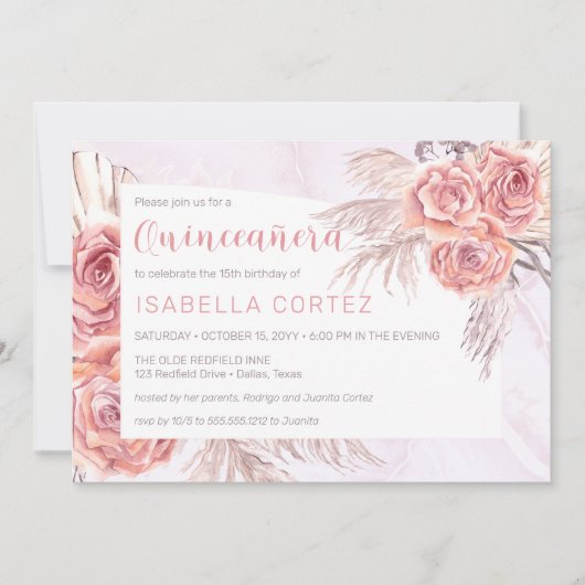 パンパスグラス |ピンクローズ開花第15回キンセアニェラin 招待状 (正面)