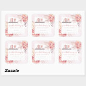パンパスグラス |ピンクローゼベビーシャワー蔵書票 スクエアシール (シート)