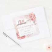 パンパスグラス |ピンクローゼベビーシャワー蔵書票 スクエアシール (封筒)