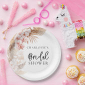 パンパスグラス ピンク フラワーブライダルシャワー ペーパープレート (パーティー)