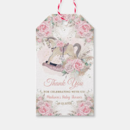 パンパスグラス ピンク フラワー ロッキングホース ベビーシャワー ギフトタグ