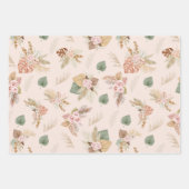 パンパスグラス&フラワーオンクリーム ラッピングペーパーシート (正面2)