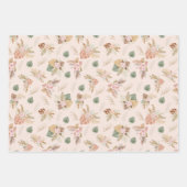パンパスグラス&フラワーオンクリーム ラッピングペーパーシート (正面)