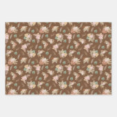 パンパスグラス&フラワーオンコーヒーブラウン ラッピングペーパーシート (正面3)