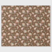 パンパスグラス&フラワーオンコーヒーブラウン ラッピングペーパー (フラット)