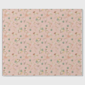 パンパスグラス&フラワーオンティーバラピンク ラッピングペーパー (フラット)