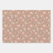 パンパスグラス&フラワーオンピンキッシュブラウン ラッピングペーパーシート (正面3)